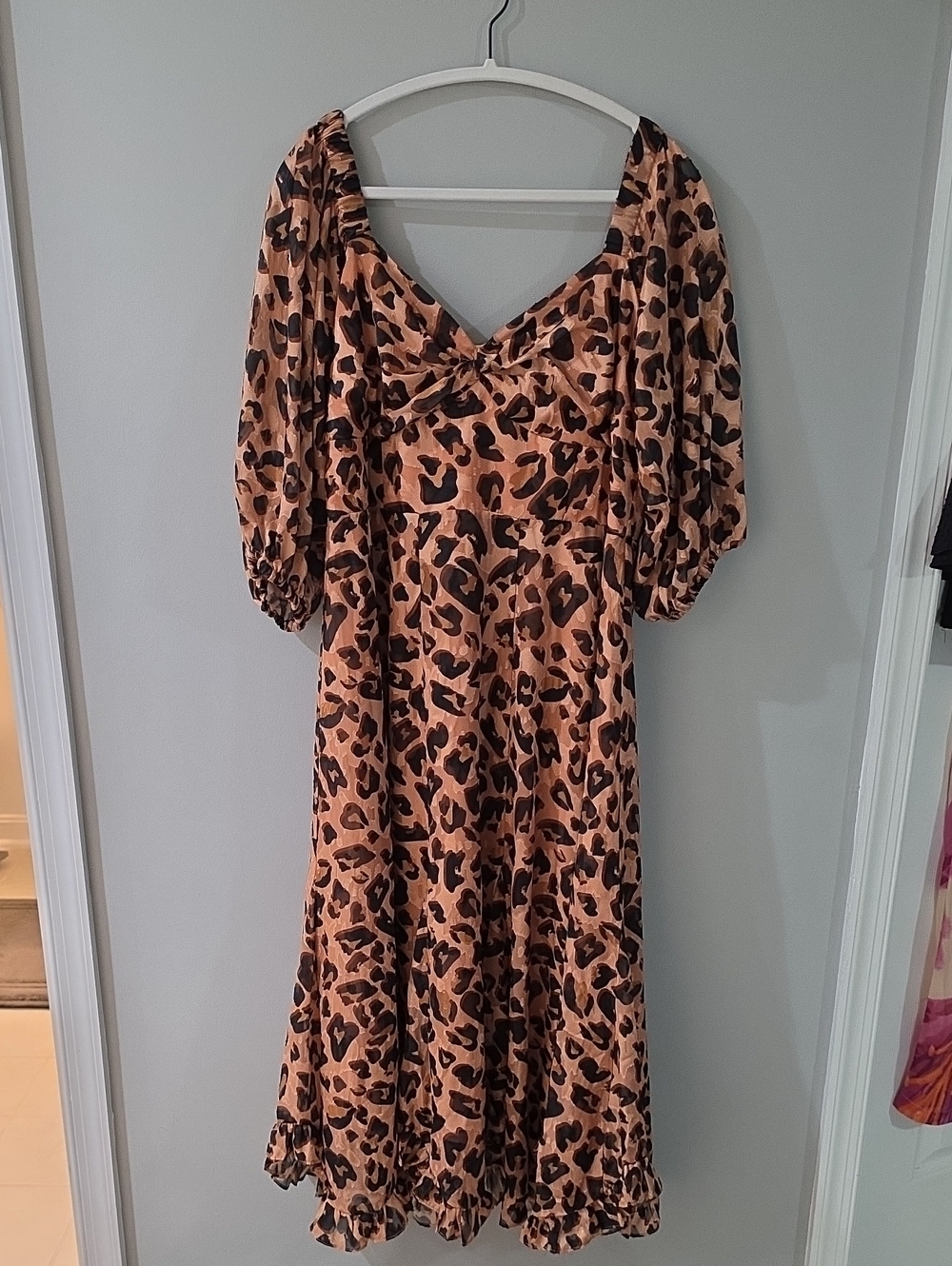Hutch Anthropologie Leopard-Print Midi Dress in Tan and Black